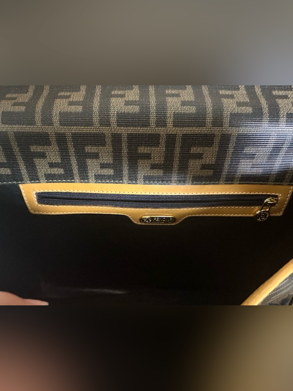 Vintage Fendi Leather Zucca Canvas Crossbody Bag W/ Dust Bag - Picture 10 of 16